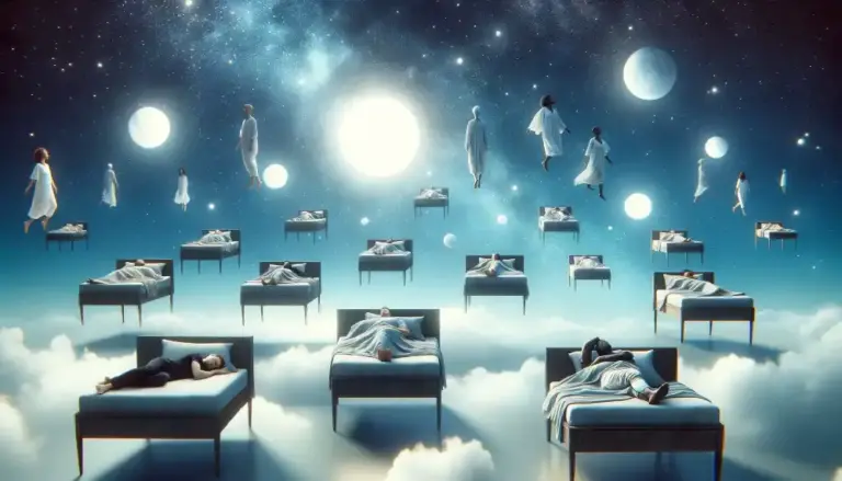 7 Benefits of Consistent Sleep: Enhance Your Health Today 3 DALL·E 2023 11 16 21.19.47 A whimsical and creative depiction of the concept of sleep in a 16 9 aspect ratio. The image features a dreamlike landscape with floating beds